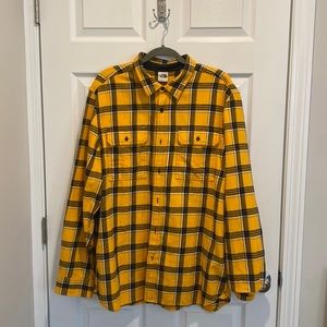 XL North Face Flannel Yellow/Black Practically New